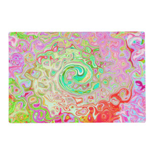 Groovy Abstract Retro Pastel Green Liquid Swirl Placemat