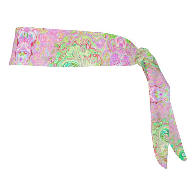 Groovy Abstract Retro Pastel Green Liquid Swirl Tie Headband (Rotate 90)