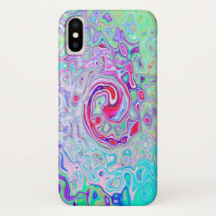 Groovy Abstract Retro Pink and Green Swirl iPhone X Case