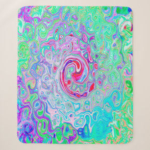 Groovy Abstract Retro Pink and Green Swirl Sherpa Blanket