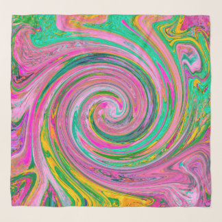 Groovy Abstract Retro Pink and Mint Green Swirl Scarf