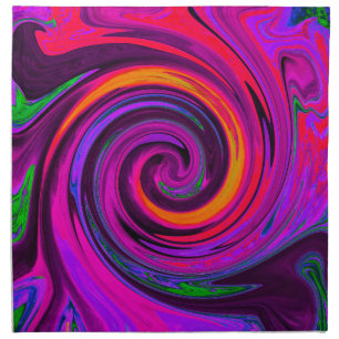 Groovy Abstract Retro Purple and Orange Swirl Cloth Napkin