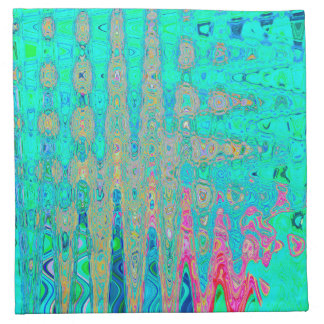 Groovy Abstract Retro Rainbow Atomic Waves Cloth Napkin
