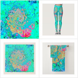 Groovy Abstract Retro Rainbow Liquid Swirl