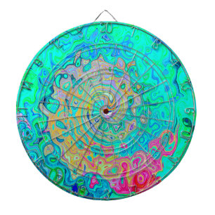 Groovy Abstract Retro Rainbow Liquid Swirl Dart Board