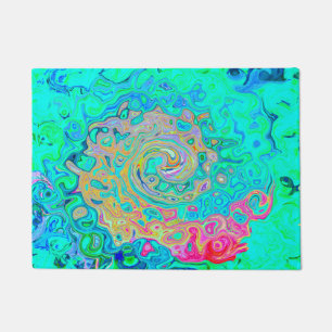 Groovy Abstract Retro Rainbow Liquid Swirl Doormat