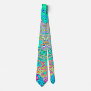 Groovy Abstract Retro Rainbow Liquid Swirl Neck Tie