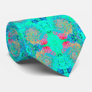 Groovy Abstract Retro Rainbow Liquid Swirl Neck Tie