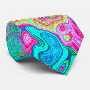 Groovy Abstract Retro Rainbow Liquid Swirl Neck Tie