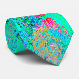 Groovy Abstract Retro Rainbow Liquid Swirl Neck Tie