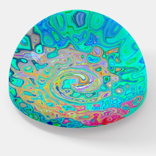 Groovy Abstract Retro Rainbow Liquid Swirl Paperweight