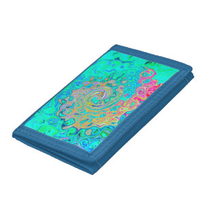 Groovy Abstract Retro Rainbow Liquid Swirl Tri-fold Wallet
