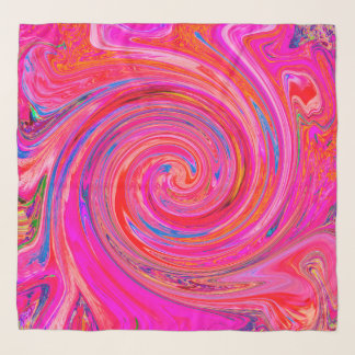 Groovy Abstract Retro Red and Magenta Swirl Scarf
