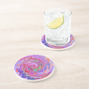 Groovy Abstract Retro Red, Purple and Pink Swirl Coaster