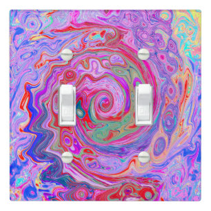 Groovy Abstract Retro Red, Purple and Pink Swirl Light Switch Cover