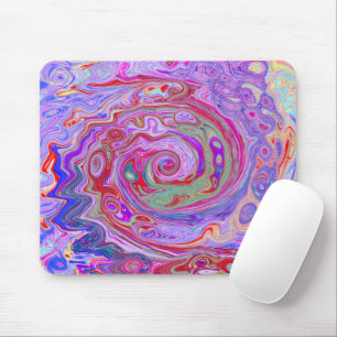 Groovy Abstract Retro Red, Purple and Pink Swirl Mouse Pad