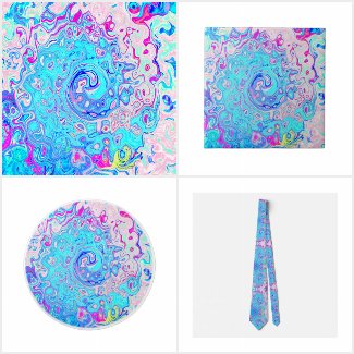 Groovy Abstract Retro Robin's Egg Blue Swirl