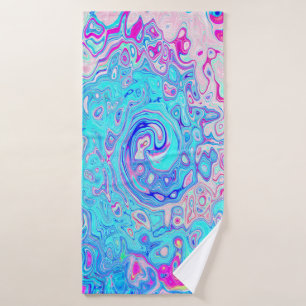 Groovy Abstract Retro Robin's Egg Blue Swirl Bath Towel