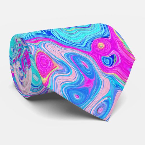 Groovy Abstract Retro Robins Egg Blue Swirl Neck Tie