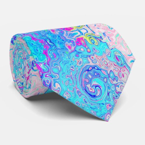 Groovy Abstract Retro Robins Egg Blue Swirl Neck Tie