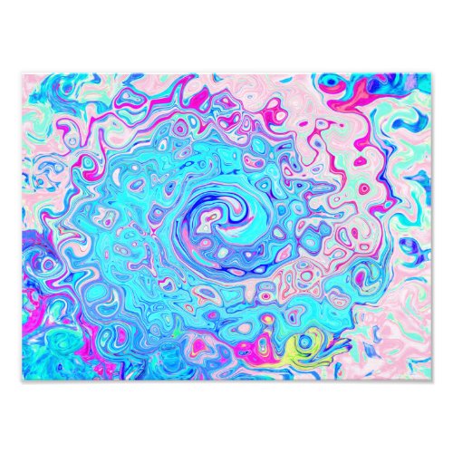 Groovy Abstract Retro Robins Egg Blue Swirl Photo Print