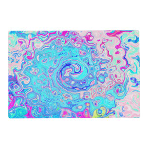 Groovy Abstract Retro Robin's Egg Blue Swirl Placemat