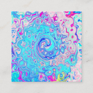 Groovy Abstract Retro Robin's Egg Blue Swirl Square Business Card