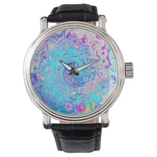 Groovy Abstract Retro Robin's Egg Blue Swirl Watch