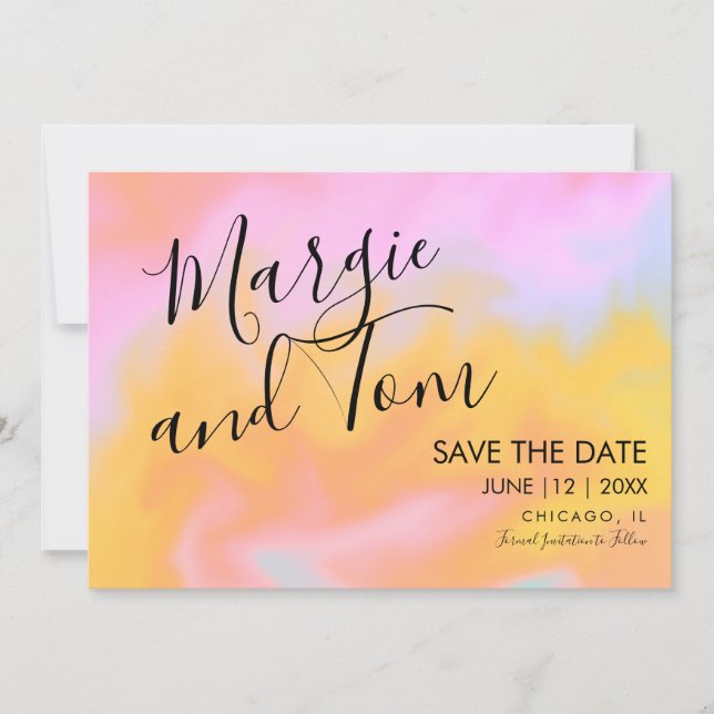Groovy Abstract Script Save the Date Invitation (Front)