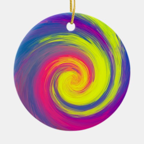Groovy Abstract Spiral Swirl Ceramic Ornament