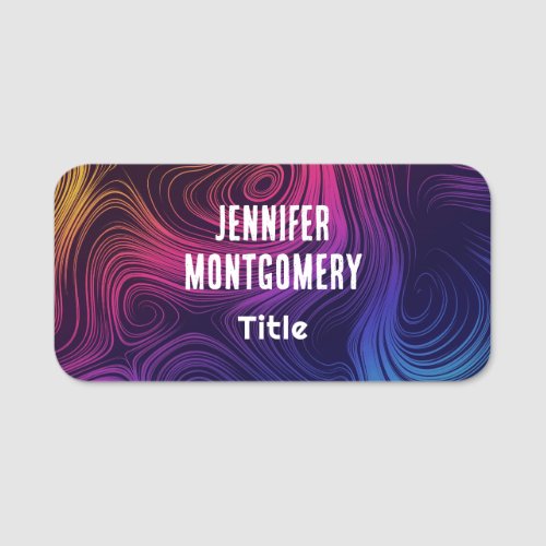 Groovy Abstract Swirls and Circles Cool Name Tag