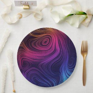 Groovy Abstract Swirls and Circles Cool Paper Plates