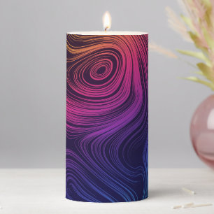 Groovy Abstract Swirls and Circles Cool Pillar Candle