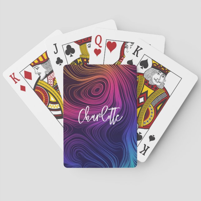 Groovy Abstract Swirls and Circles Cool Poker Cards (Back)