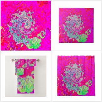Groovy Abstract Teal Blue and Red Swirl