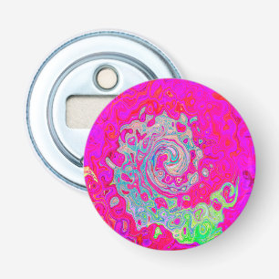 Groovy Abstract Teal Blue and Red Swirl Bottle Opener
