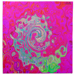 Groovy Abstract Teal Blue and Red Swirl Cloth Napkin