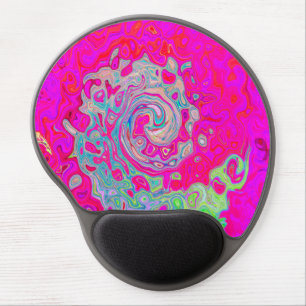 Groovy Abstract Teal Blue and Red Swirl Gel Mouse Pad
