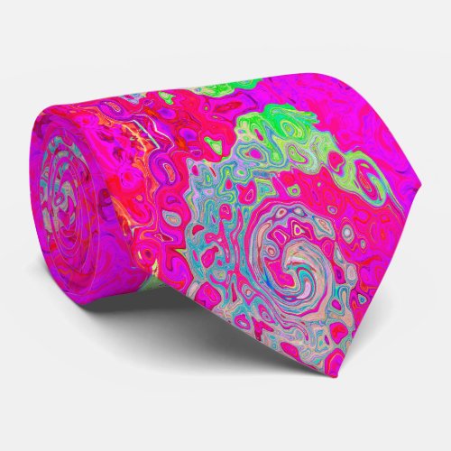 Groovy Abstract Teal Blue and Red Swirl Neck Tie