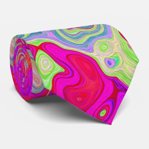 Groovy Abstract Teal Blue and Red Swirl Neck Tie
