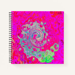 Groovy Abstract Teal Blue and Red Swirl Notebook