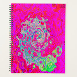 Groovy Abstract Teal Blue and Red Swirl Planner