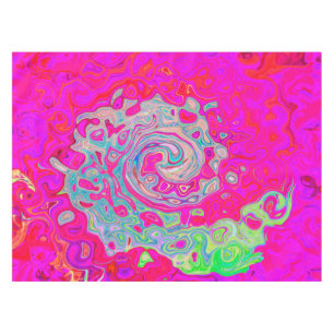Groovy Abstract Teal Blue and Red Swirl Tablecloth