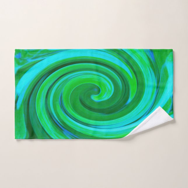 Groovy Abstract Turquoise Liquid Swirl Painting Hand Towel (Hand Towel)