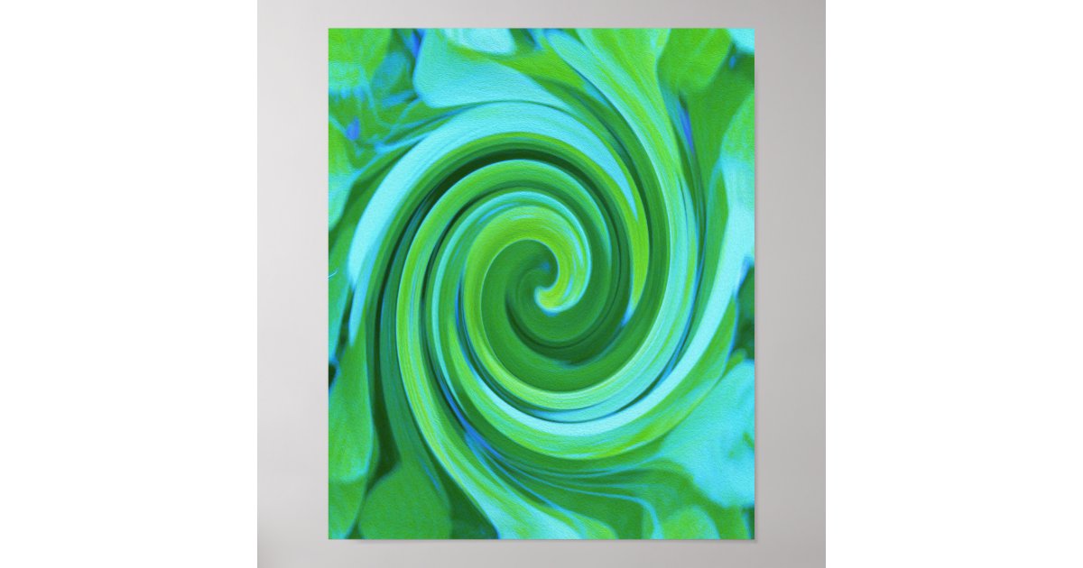 Groovy Abstract Turquoise Liquid Swirl Painting Poster Zazzle Com
