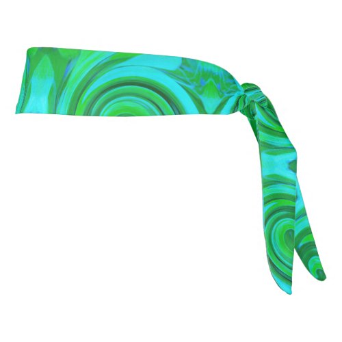Groovy Abstract Turquoise Liquid Swirl Painting Tie Headband
