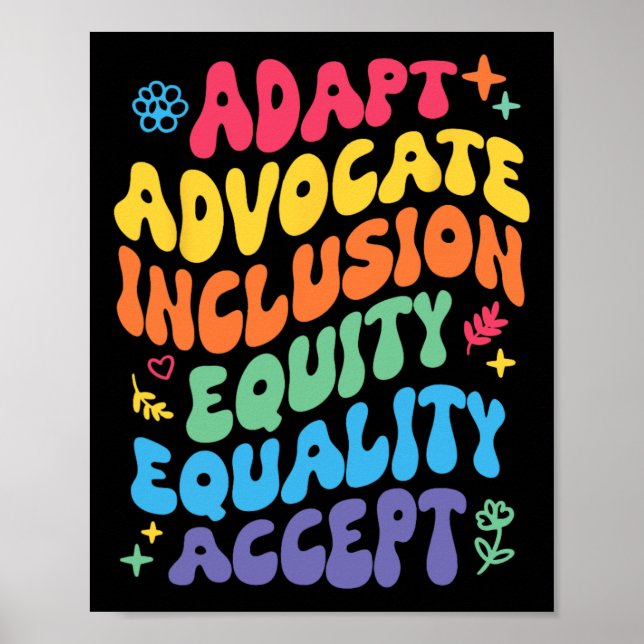 Groovy Adapt Advocate Inclusion Equity Equality Ac Poster (Front)