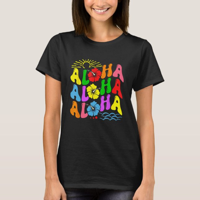 Groovy Aloha Hawaii Beach Summer Vacation Family C T-Shirt (Front)