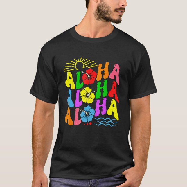 Groovy Aloha Hawaii Beach Summer Vacation Family C T-Shirt (Front)