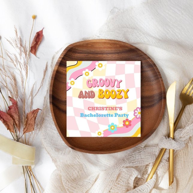 Groovy And Boozy  Bachelorette Party Decor 70'S  Napkins (Creator Uploaded)